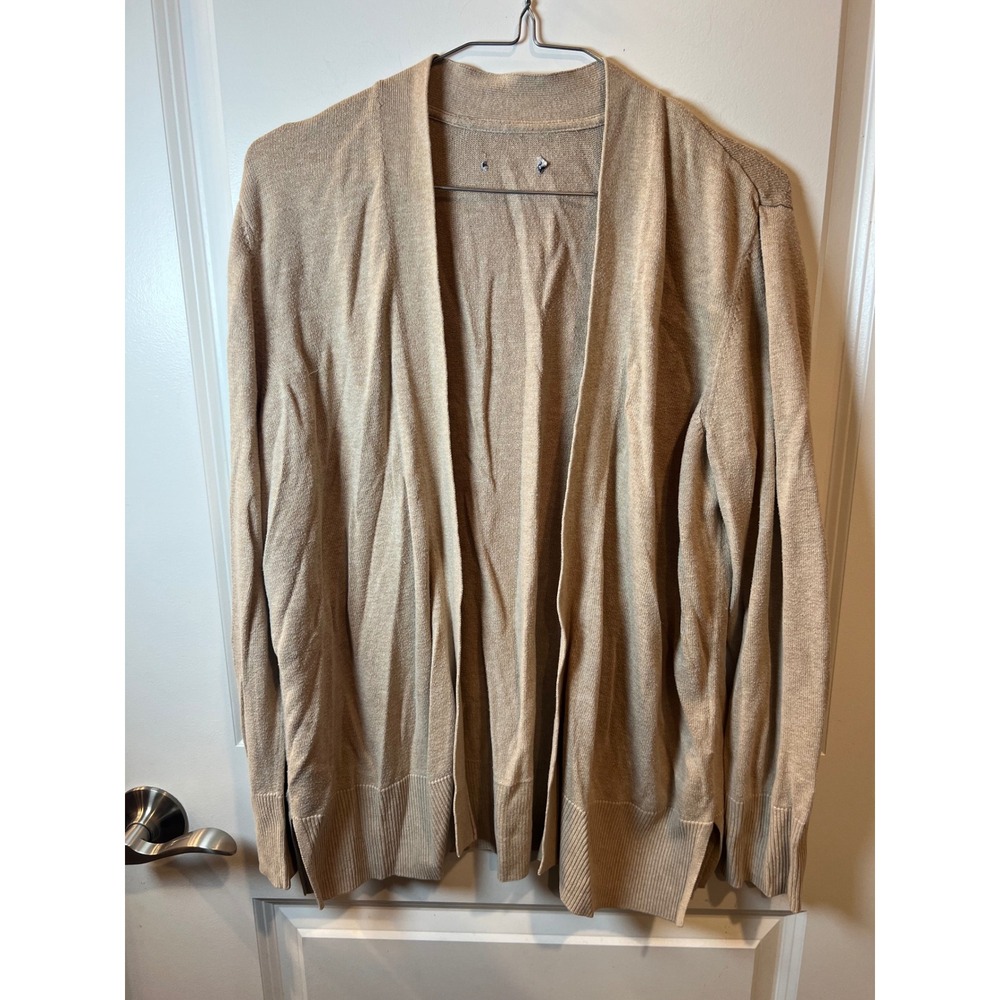 J. Jill Womens Cardigan Open Front Cotton Modal Beige Large